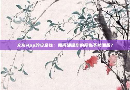 交友App的安全性：如何确保你的隐私不被泄露？
