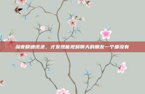 深夜翻通讯录，才发现能视频聊天的朋友一个都没有