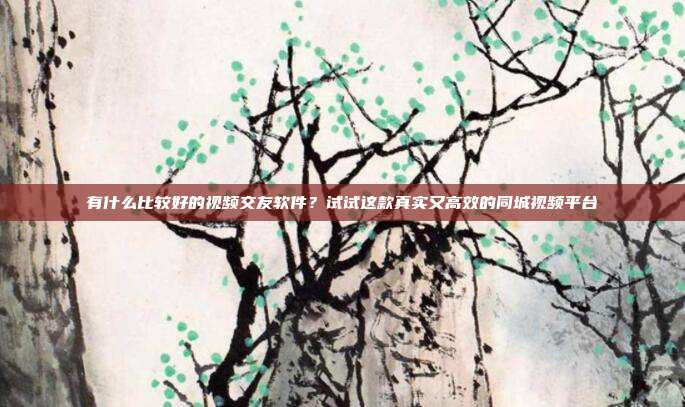 有什么比较好的视频交友软件？试试这款真实又高效的同城视频平台